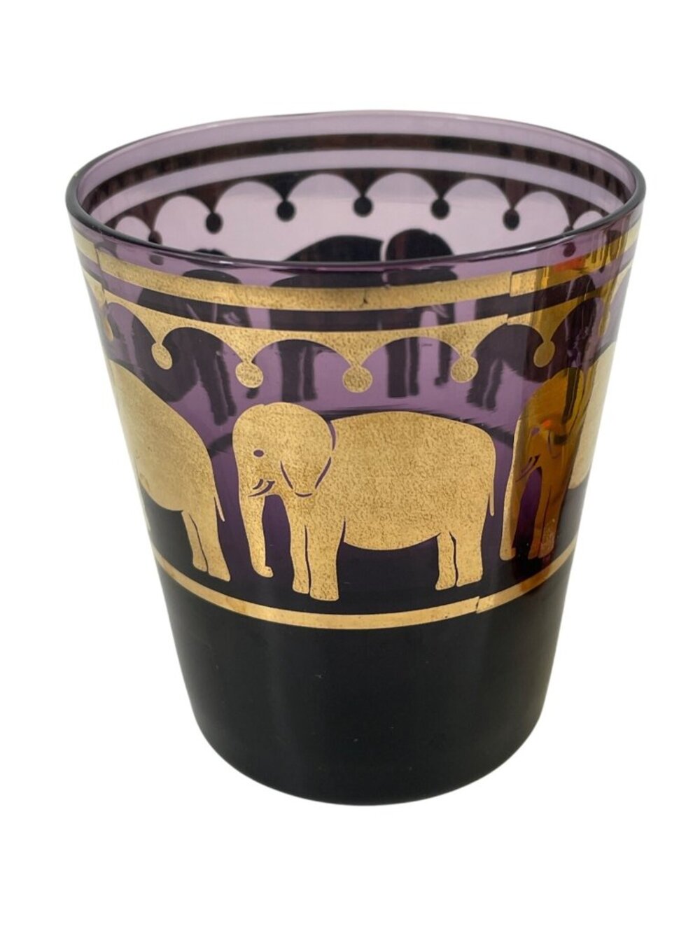 Set Of 3 Vintage MCM Elephant-Themed Juice/Lg Shot Glasses With Gold Detailing - Picture 2 of 9